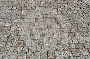 Old Stone Pavement Texture Background, Granite Cobblestone Road Pattern, Vintage Block Sidewalk