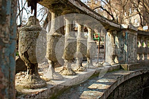 Old stone pillars in the park