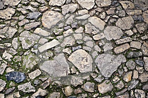 Old stone road closeup image