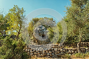 Old stone ruins in the archeological site of Ayalon Canada park, Israel