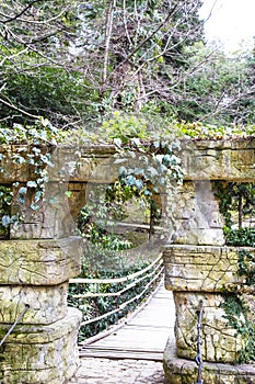 Old stone single arch bridge. Ancient stone arch bridge photo