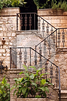 Old stone staircase detail Kotor town