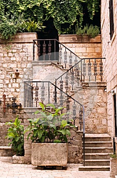 Old stone staircase Kotor town Montenegro