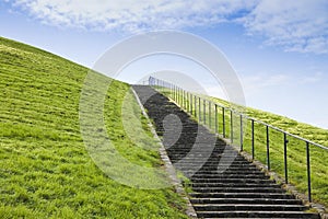 Old stone staircase leading to the sky - concept image with copy space
