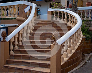 An old stone staircase and wall, beautiful exterior