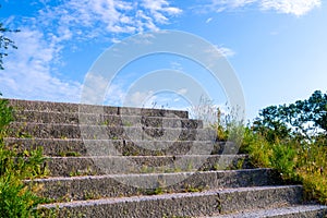 Old stone stairs leading to sky