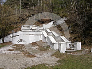 Old stone stairs in the park. Arshan. Buryatia. Siberia.