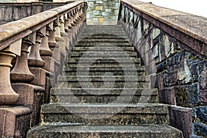 Old, stone stairs on side of building