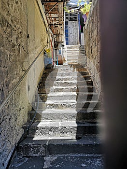 Old stone stairway in Port Louis, the capital of Mauritius.