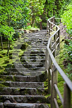 Rustic stone stairway, Portland Japanese Garden