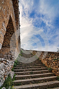 Old stone stairways to the Palamidi fortress, Nafplio, Greece