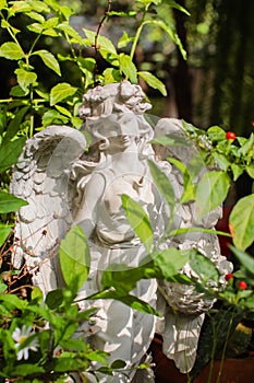 Old stone statue garden sculpture