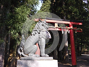 Old stone stature in Japan photo