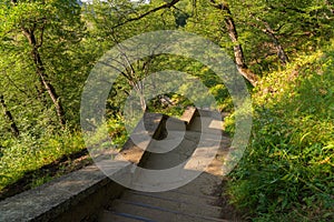 Old stone steps down in the park