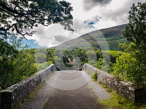 Old stone stone bridge scenery in Killarney national park in Ireland