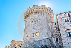 Old stone tower in Korcula.