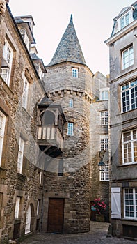 Old stone tower in Saint Malo