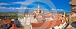 Old stone town of Buje towers and skyline panoramic view