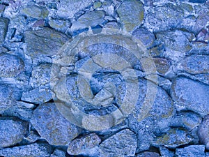 An old stone wall. Background of blue stones. Stone texture. Blue stones.