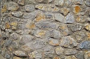 Old stone wall of a church, close up