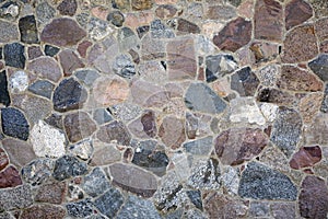Stone wall with different colors and size of rocks