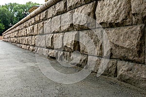 Stone wall made of large granite blocks