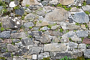 Old stone wall with some moss