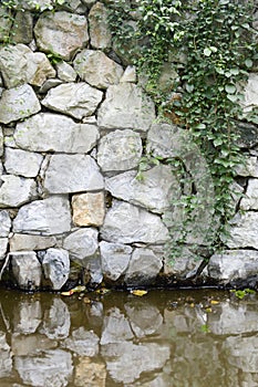 old stone wall texture with flood