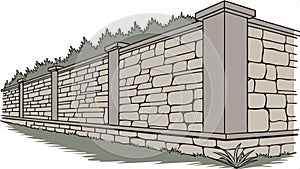 Old stone wall texture, rustic architectural element. vector design Generative AI