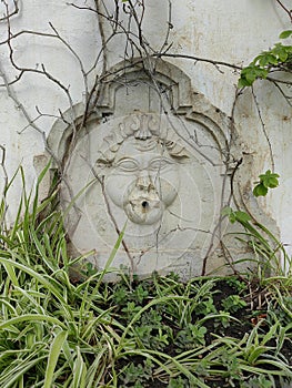 Old stone water fountain detail classic beauty