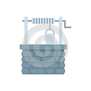 Old stone water well icon flat isolated vector