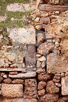 Old stonewall with plants