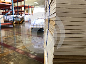 Old storage room with stacks of documents