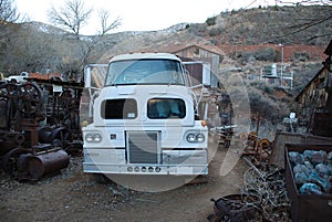 Old strange truck in the ghost town