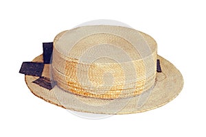 An old straw hat, isolated on a white background