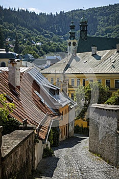 Old street in Banska Stiavnica, Slovakia