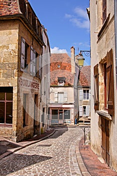 Old street with boulangerie, Burgundy, France