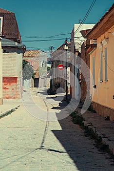 Old street of the city of Evpatoria in a retro style.