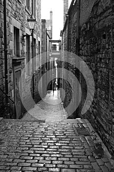 Old street in Edinburgh - black and white