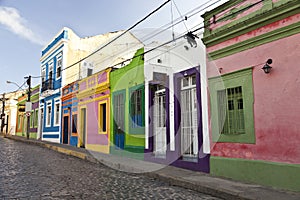 Old street in historic town Olinda Brazil photo