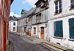 Old street at Honfleur, Normandy, France