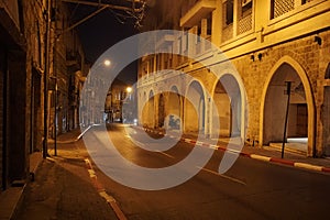 Old street of Jaffa, Tel Aviv in the night