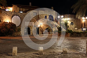 Old street of Jaffa, Tel Aviv in the night, Israel