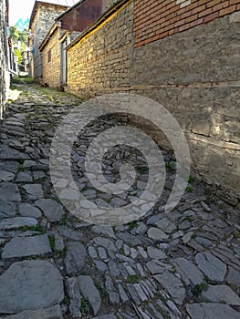 Old street of Lahic village in Azerbaijan.