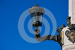 Old street lamp at The Marquess of Pombal Square Praca do Marques de Pombal