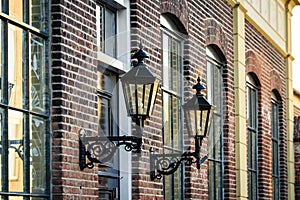 Old street lanterns on a historic building