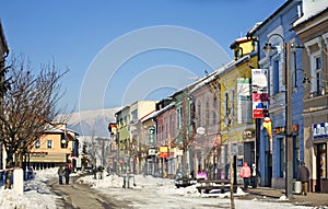 Old street in Liptovsky Mikulas. Slovakia