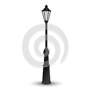 Old street luminous lantern isolated on white background. Vector illustration