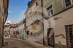 Old street in the old town of Ljubljana, Slovenia