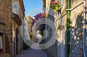 Old street in Sant Marti Empuries village, Costa Brava.Catalonia.Spain